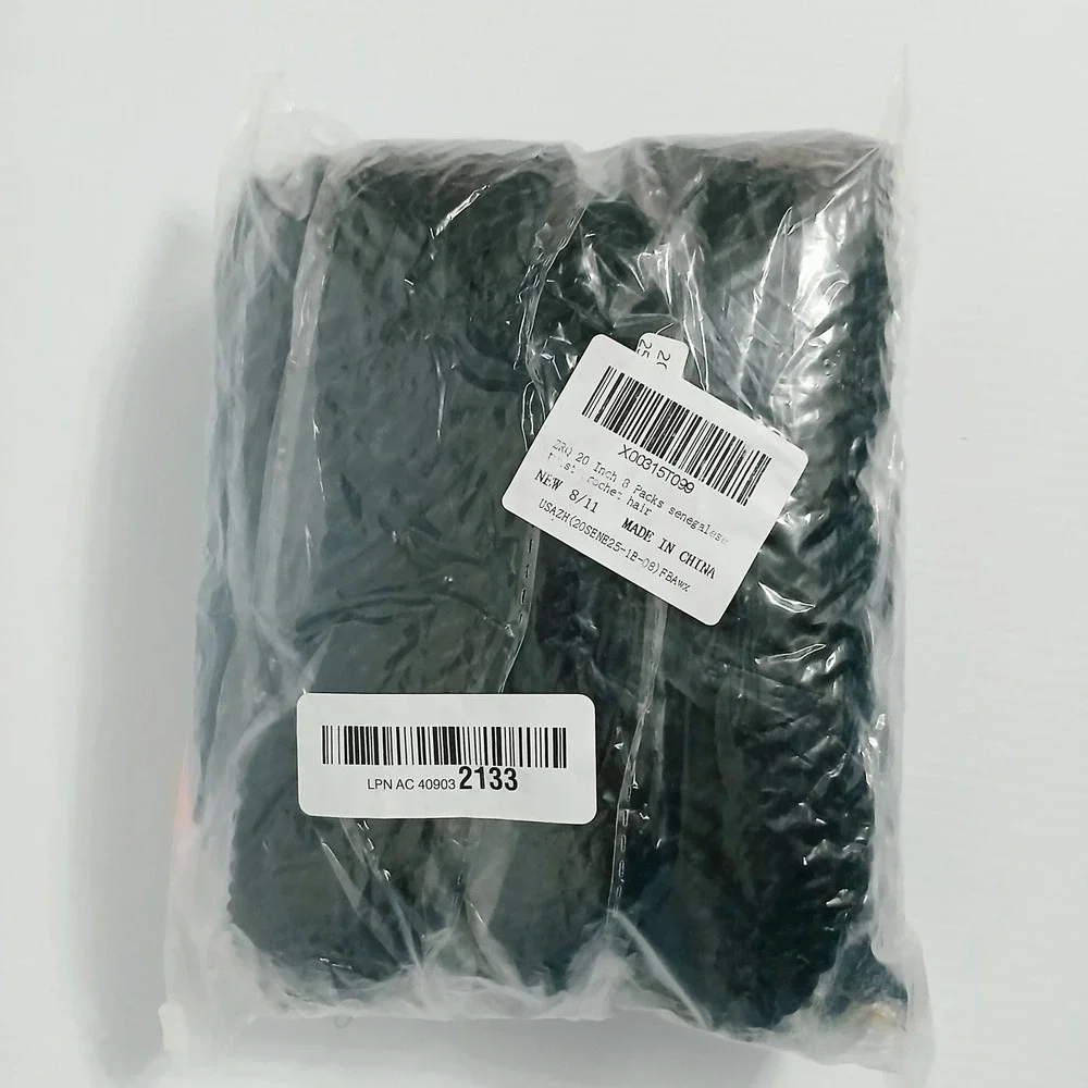 ZRQ 20 Inch 8 Packs Senegalese Twist Crochet Hair #1B Black Synthetic Extensions